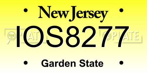 IOS8277 New Jersey License Plate