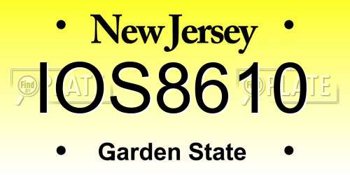 IOS8610 New Jersey License Plate