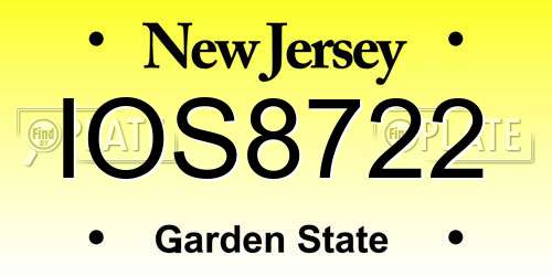 IOS8722 New Jersey License Plate