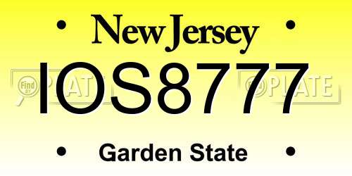 IOS8777 New Jersey License Plate