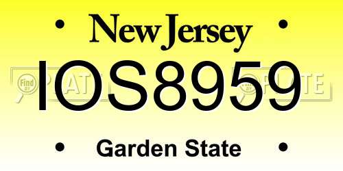IOS8959 New Jersey License Plate