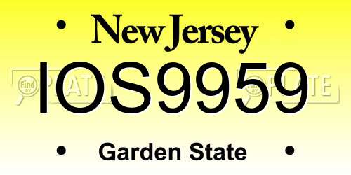 IOS9959 New Jersey License Plate