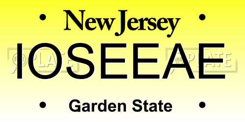 IOSEEAE New Jersey License Plate