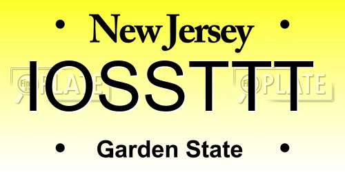 IOSSTTT New Jersey License Plate