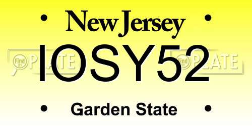 IOSY52 New Jersey License Plate