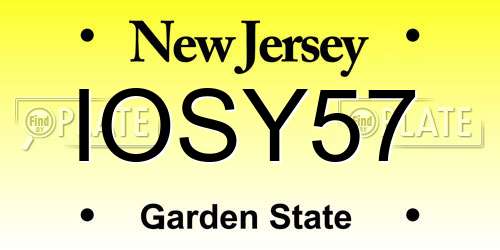 IOSY57 New Jersey License Plate