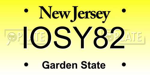 IOSY82 New Jersey License Plate