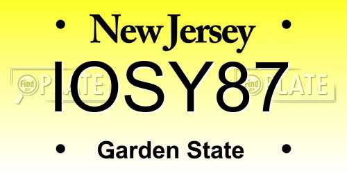 IOSY87 New Jersey License Plate