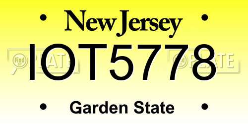 IOT5778 New Jersey License Plate