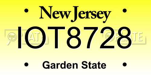 IOT8728 New Jersey License Plate