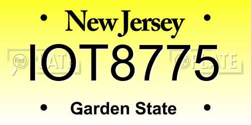 IOT8775 New Jersey License Plate