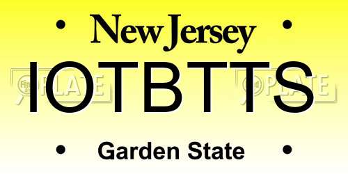 IOTBTTS New Jersey License Plate