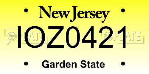 IOZ0421 New Jersey License Plate