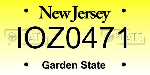 IOZ0471 New Jersey License Plate