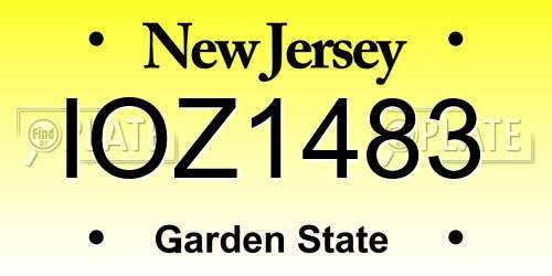 IOZ1483 New Jersey License Plate