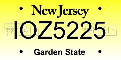 IOZ5225 New Jersey License Plate