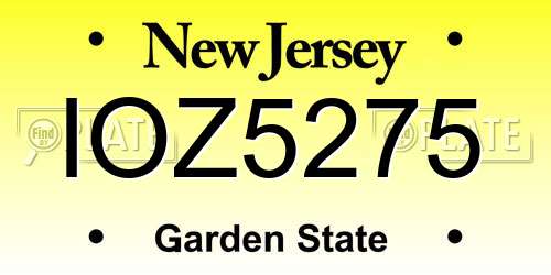 IOZ5275 New Jersey License Plate