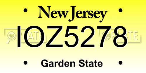 IOZ5278 New Jersey License Plate