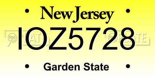IOZ5728 New Jersey License Plate