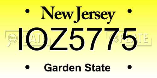 IOZ5775 New Jersey License Plate