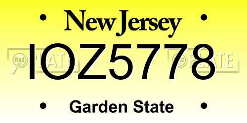 IOZ5778 New Jersey License Plate