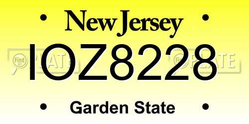 IOZ8228 New Jersey License Plate