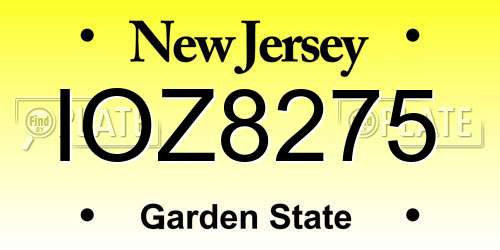 IOZ8275 New Jersey License Plate