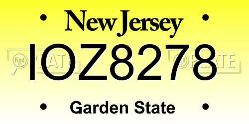 IOZ8278 New Jersey License Plate
