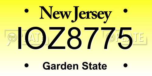 IOZ8775 New Jersey License Plate