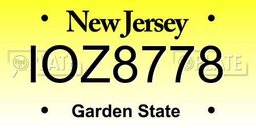 IOZ8778 New Jersey License Plate