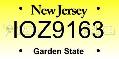 IOZ9163 New Jersey License Plate