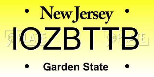 IOZBTTB New Jersey License Plate