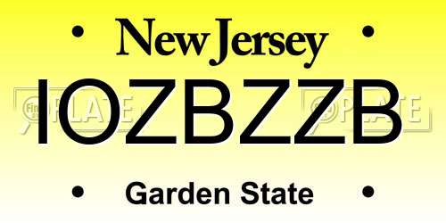 IOZBZZB New Jersey License Plate