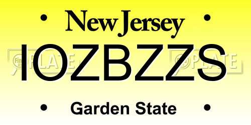IOZBZZS New Jersey License Plate