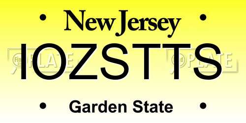IOZSTTS New Jersey License Plate