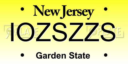 IOZSZZS New Jersey License Plate
