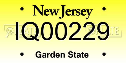 IQ00229 New Jersey License Plate