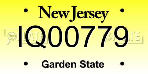 IQ00779 New Jersey License Plate