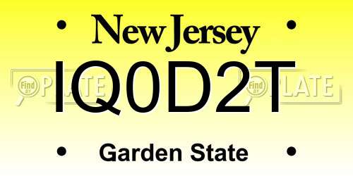 IQ0D2T New Jersey License Plate