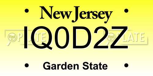 IQ0D2Z New Jersey License Plate