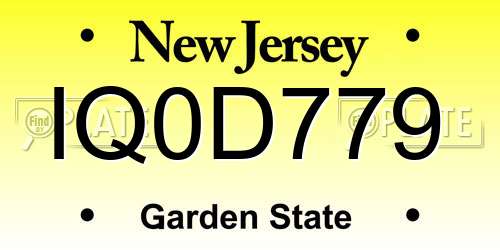 IQ0D779 New Jersey License Plate