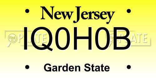 IQ0H0B New Jersey License Plate