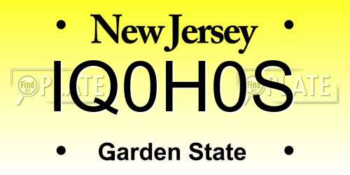 IQ0H0S New Jersey License Plate