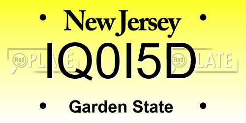 IQ0I5D New Jersey License Plate