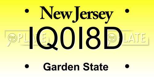 IQ0I8D New Jersey License Plate