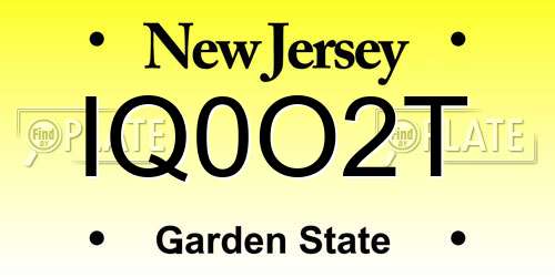 IQ0O2T New Jersey License Plate