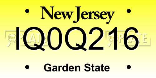 IQ0Q216 New Jersey License Plate
