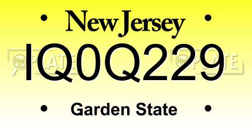 IQ0Q229 New Jersey License Plate