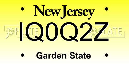 IQ0Q2Z New Jersey License Plate