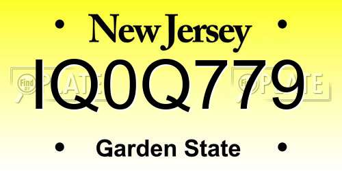 IQ0Q779 New Jersey License Plate